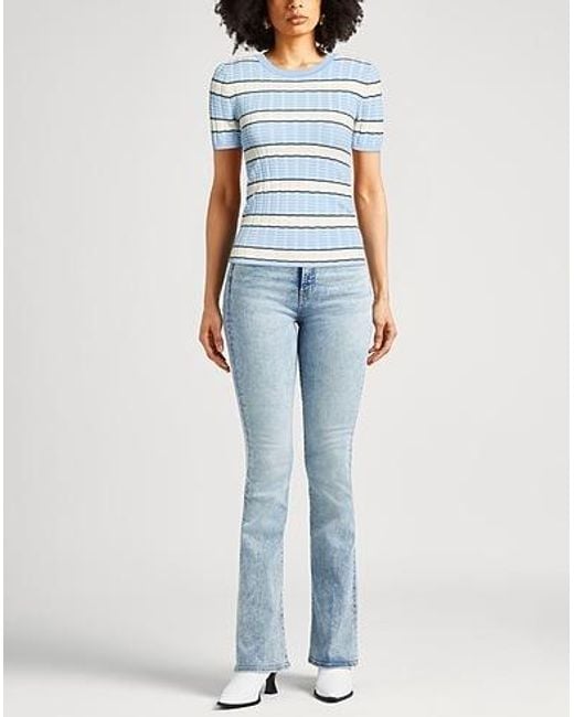 Rag & Bone Blue Short-Sleeved Knitted Sweater