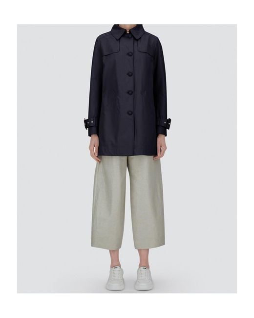 Herno Blue Long Sleeved Buttoned Trench Coat