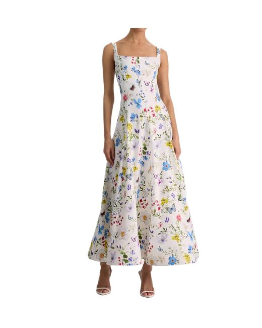 Alice + Olivia Blue Polly Flared Midi Dress