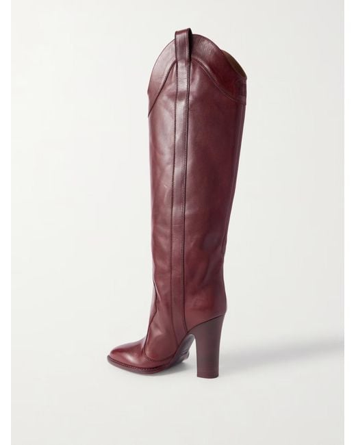 Paris Texas Red Solid-Color Leather Knee Boots