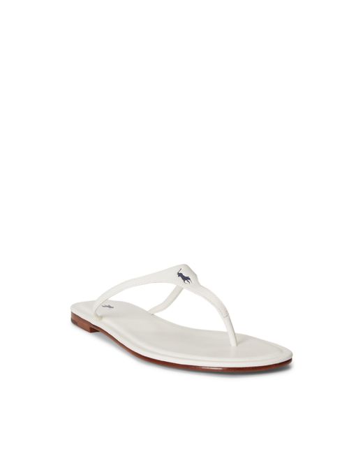 Polo Ralph Lauren White Solid Color Flip Flops
