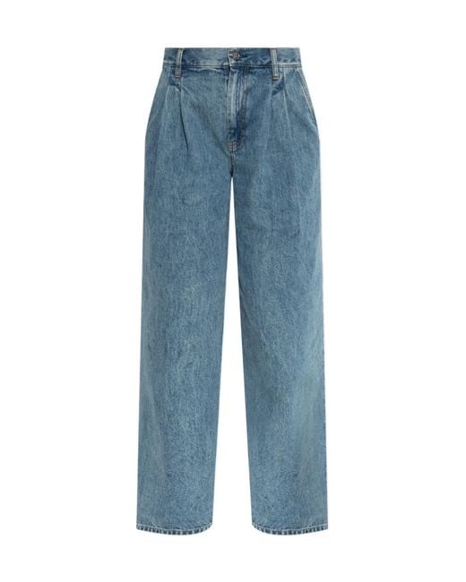 Helmut Lang Blue Double-Pleated Jeans