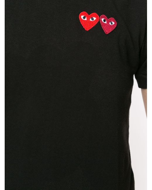 COMME DES GARÇONS PLAY Black Logo Embroidered Crew Neck T-Shirt