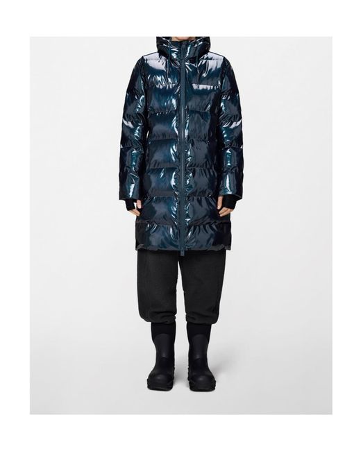 Rains Blue Long-Sleeved Cotton-Padded Jacket for men