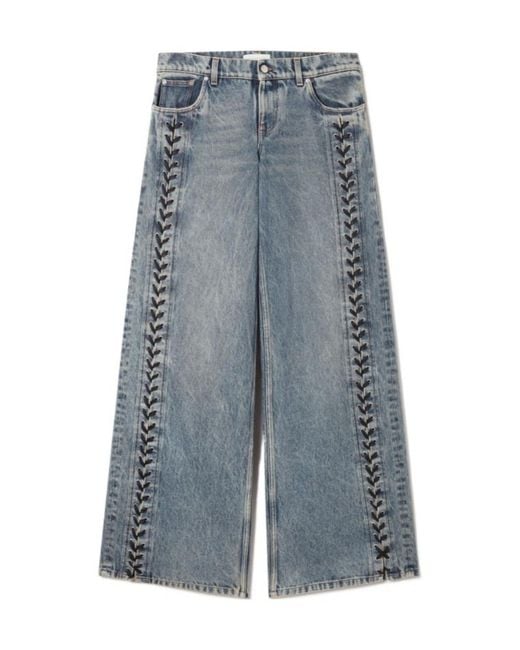 Stella McCartney Blue Wide-Leg Lace-Up Denim Jeans