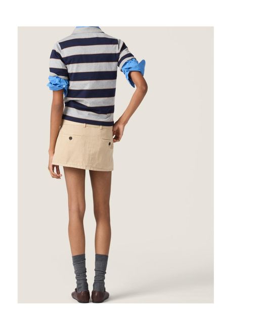 Miu Miu Natural Cotton Belted Mini Skirt