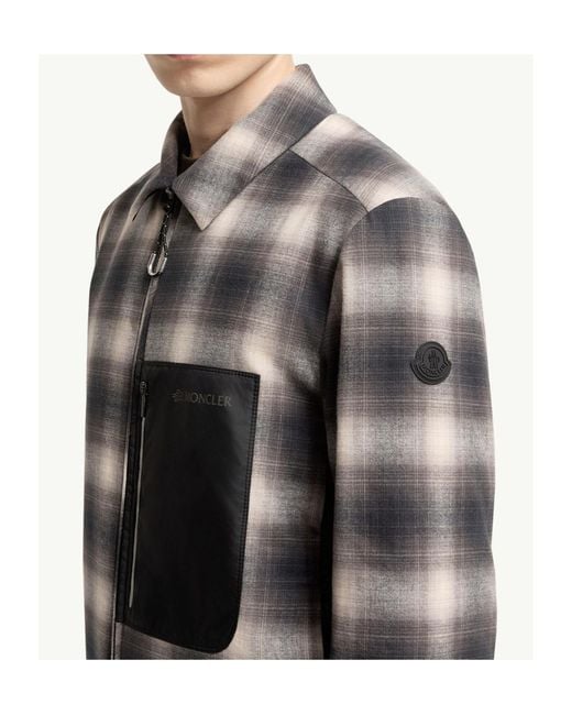 Moncler Gray Cornisello Cotton Down Shirt Jacket for men