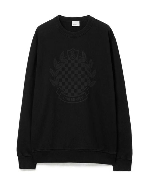 Burberry Black Chequered-Crest Cotton Sweatshirt for men