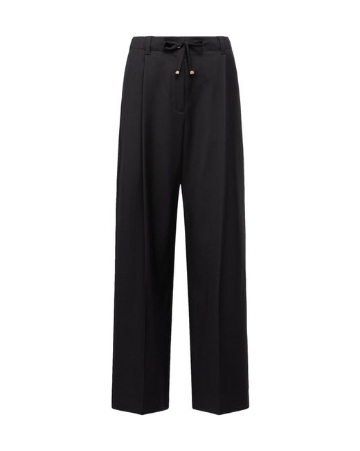 Moncler Black Wool Gabardine Tailored Trousers
