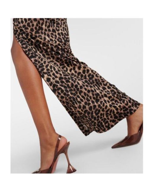 Blumarine Brown Leopard-Print Wool Jersey Maxi Dress
