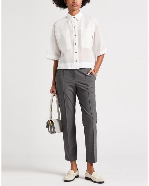 Brunello Cucinelli Gray Solid Color Slim-Fit Dress Pants