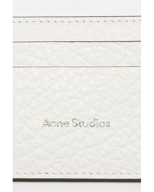Acne White Logo Embossed Leather Cardholder for men