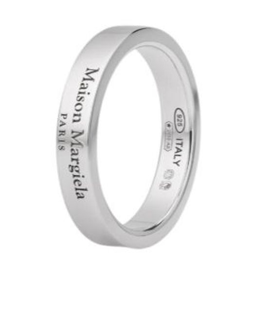 Maison Margiela White Logo Engraved Ring for men