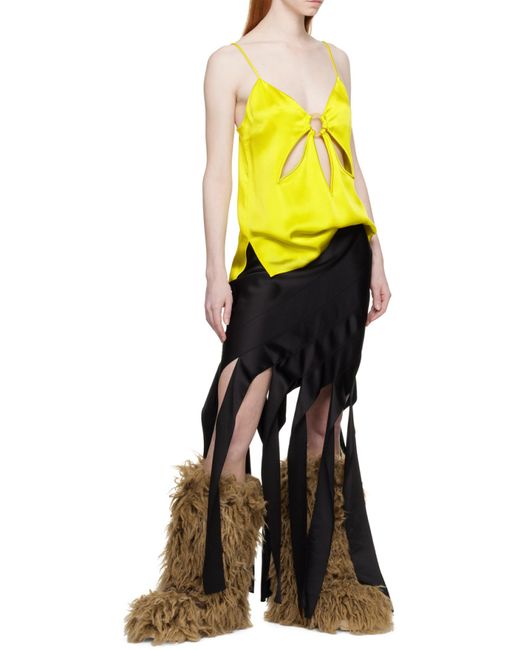 Stella McCartney Yellow Cut-Out Detailed Sleeveless Satin Vest