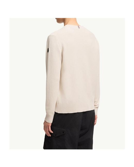 Moncler White Cotton Knit Sweater for men