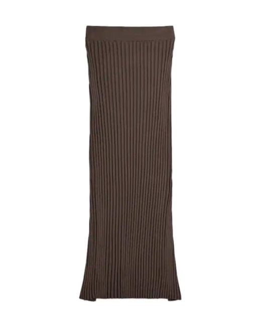 Tod's Brown Slit Midi Skirt