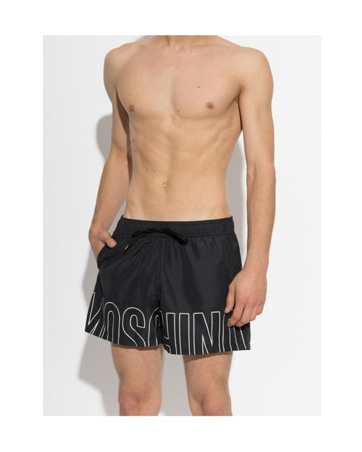Moschino Black Drawstring Swim Trunks for men