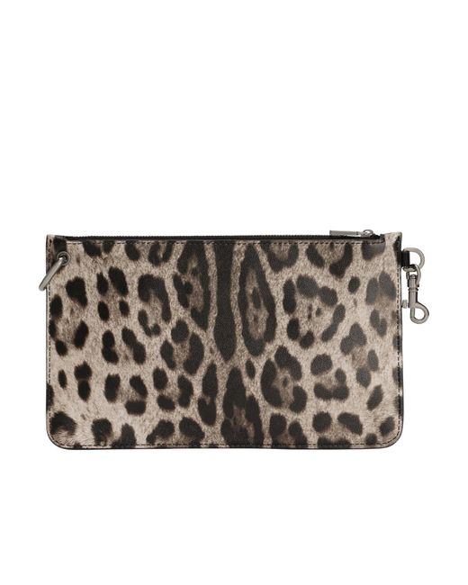 Dolce & Gabbana Black Leopard-Print Toiletry Bag for men