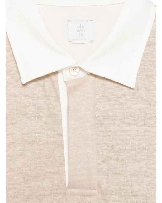Eleventy White Contrast-Panel Polo Shirt for men
