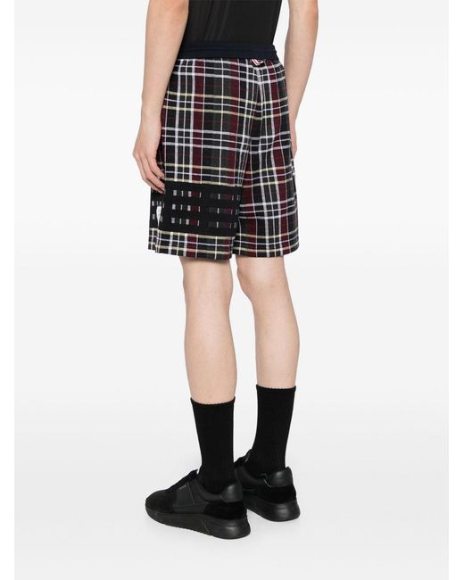 Thom Browne Black Checked Sweatshorts for men