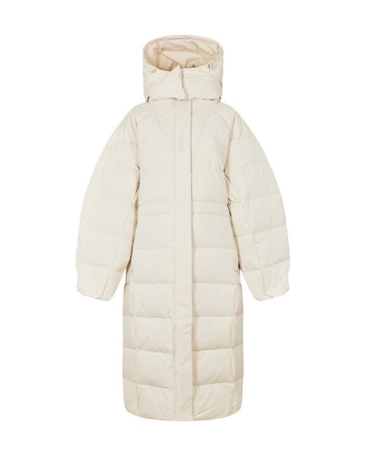 Ganni White Hooded Long Down Jacket