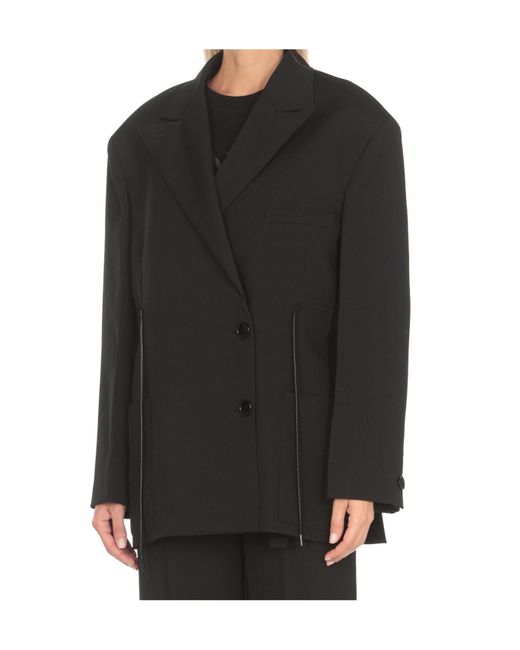 Lanvin Black Drawstring Waist Buttoned Blazer