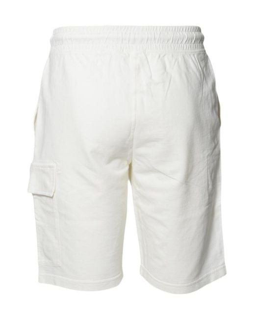 C P Company White Light Fleece Cargo Lens Shorts for men