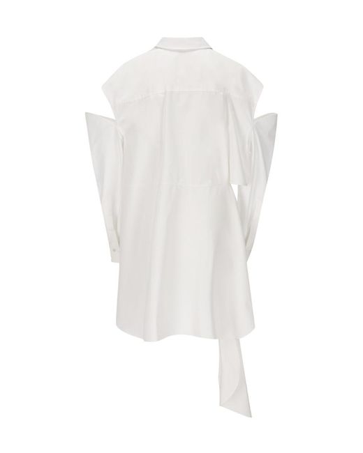 McQueen White Cut-Out Detailed Shirt Dress