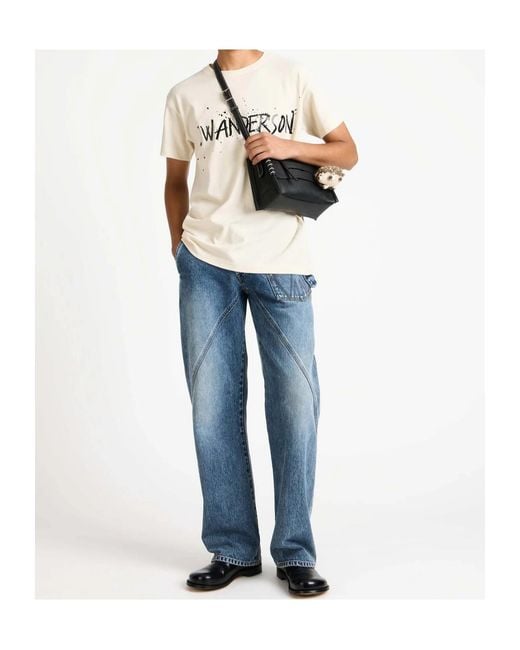 J.W. Anderson White Jw Anderson Logo Printed Crewneck T-Shirt for men