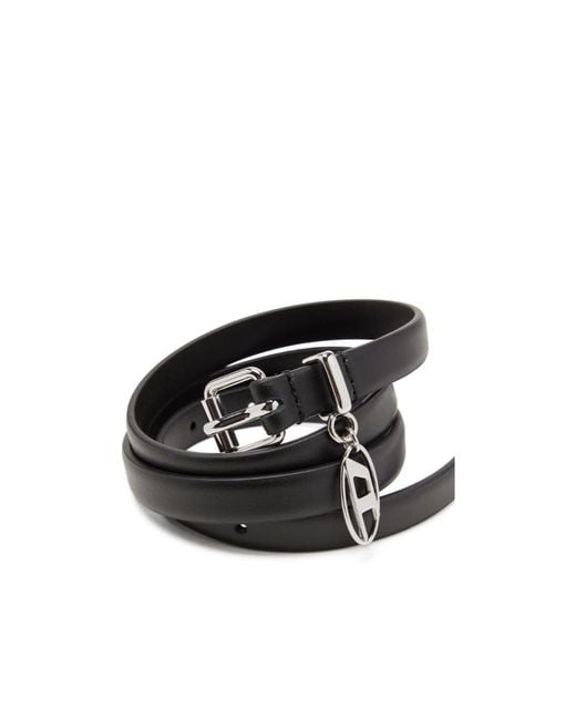 DIESEL White Oval-D Charm Belt