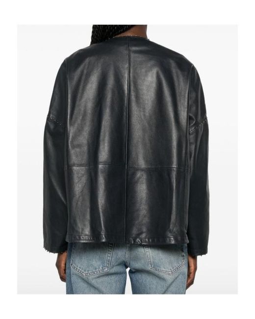 Forte_forte Black Long-Sleeve Leather Jacket