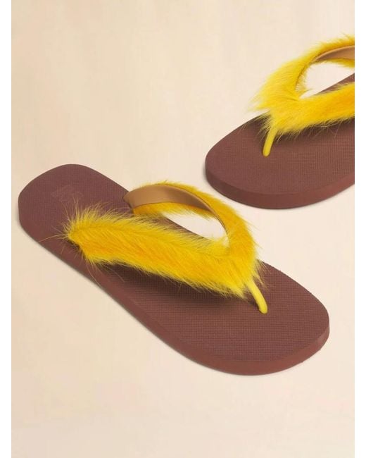 Marni Yellow Feather Embellished Sandals for men