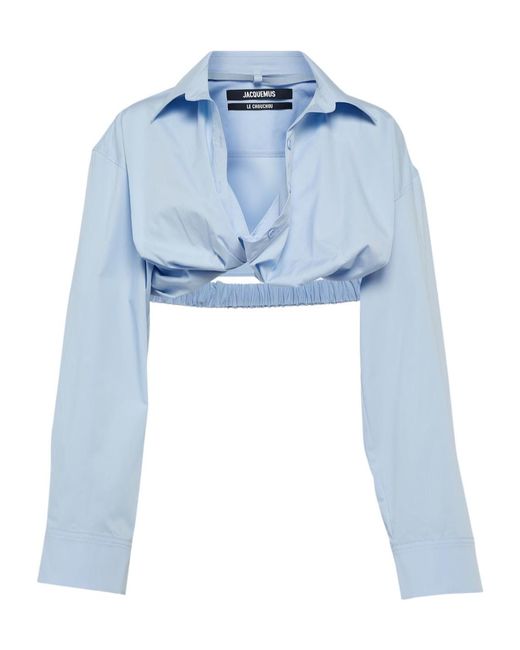 Jacquemus Blue La Chemise Bahia Cropped Top