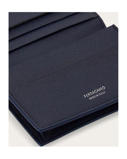 Ferragamo Blue Gancini Credit Card Holder for men