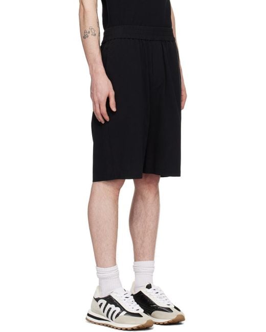 AMI Black Logo Plaque Bermuda Shorts for men