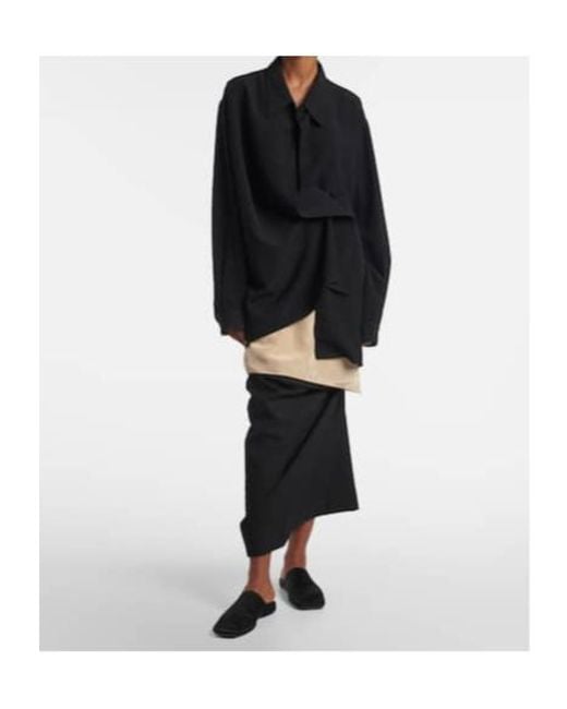 Calvin Klein Black Tyler Layered Wool And Silk Maxi Skirt