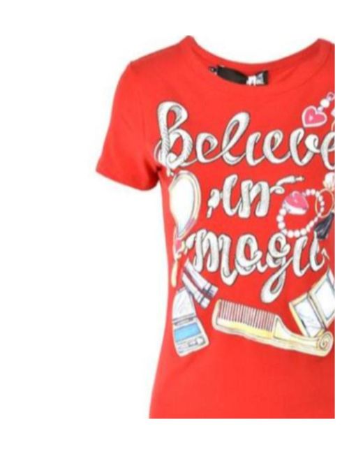 Moschino Red Item O-Neck Short-Sleeved T-Shirt