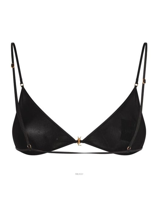 Saint Laurent Black Cassandre Triangle Bra