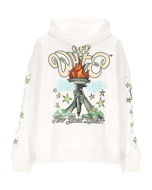 Off-White c/o Virgil Abloh White Graphic Printed Drawstring Hoodie