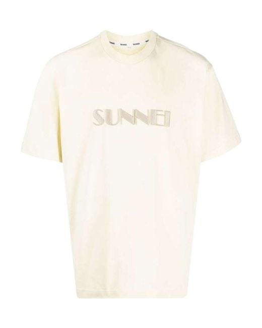 Sunnei White Short-Sleeved Cotton T-Shirt for men