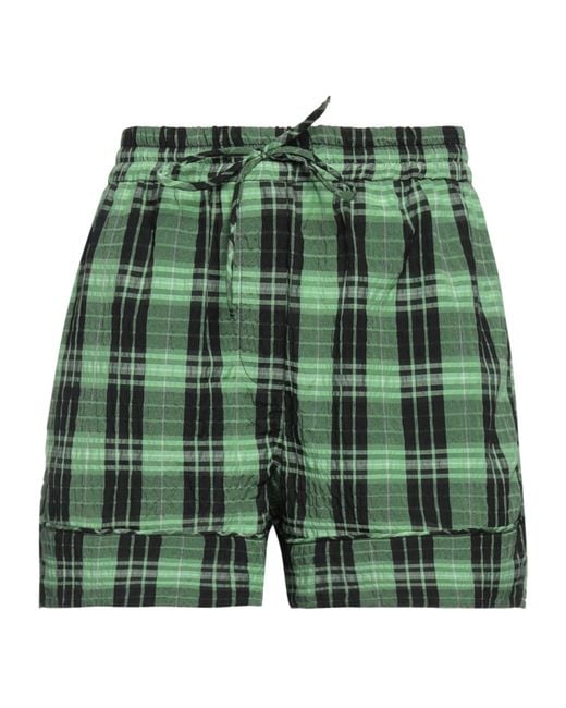 Ganni Green Plaid Shorts
