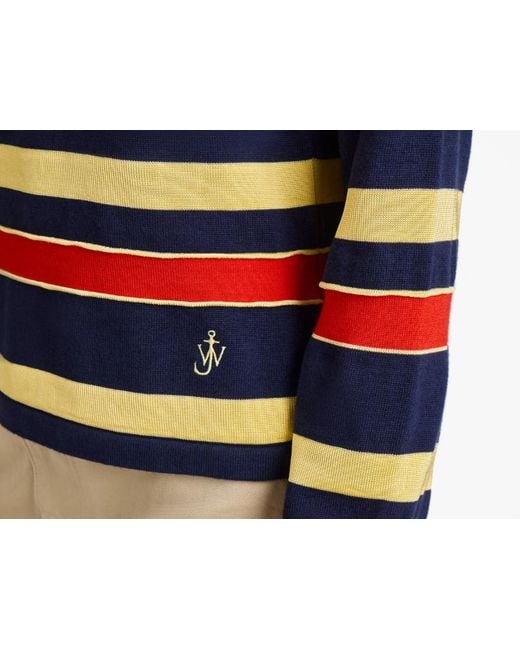 J.W. Anderson Blue Jw Anderson Knitted Striped Polo Top