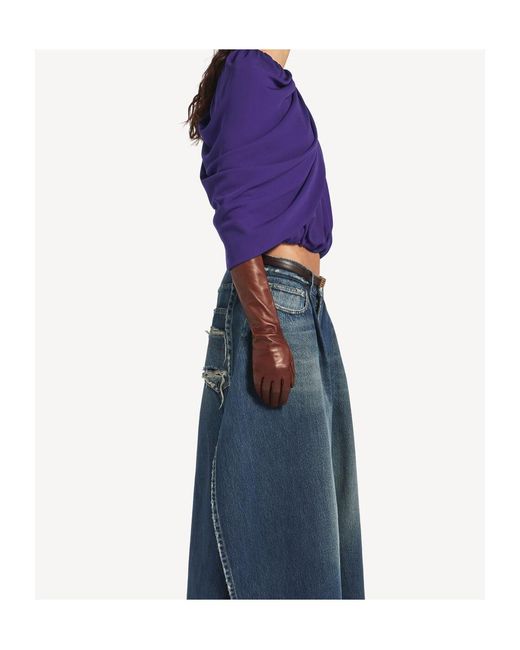 Balenciaga Purple Silk Draped Cape Top