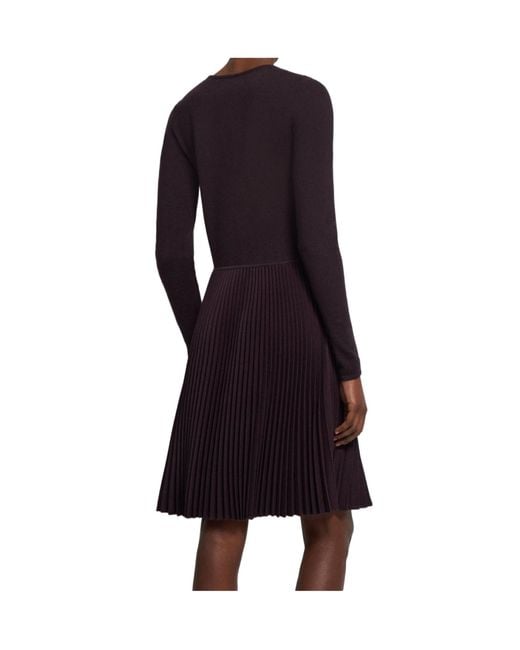 Theory Blue Long-Sleeved Wool-Blended Dress