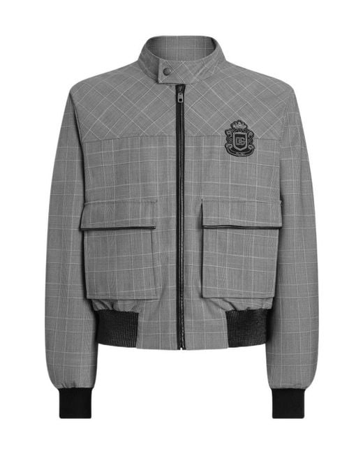Dolce & Gabbana Gray Plaid Patterned Jacket for men