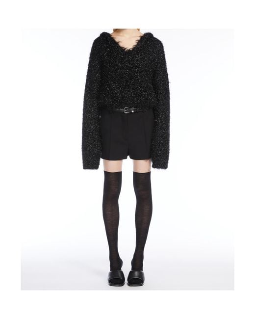 Sportmax Black V-Neck Long-Sleeved Hoodie