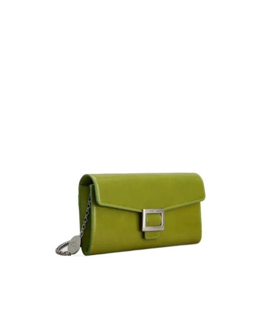 Roger Vivier Green Belle Vivier Chain Wallet