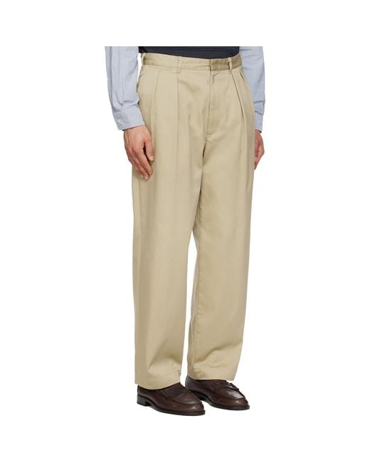 Nanamica Natural Double-Pleated Casual Pants for men