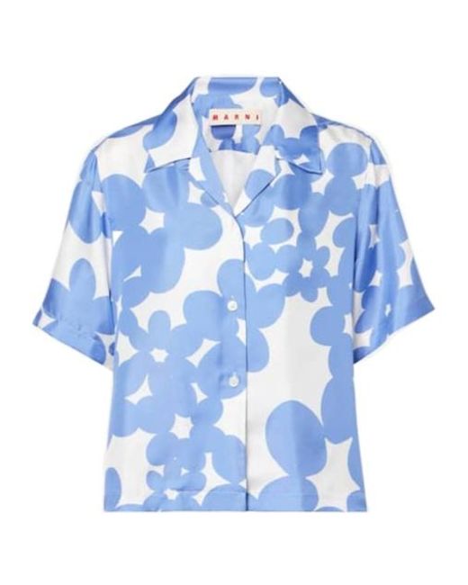 Marni Blue Floral Silk Shirt