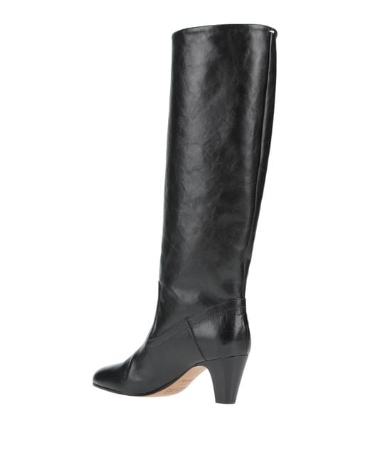 Maison Margiela Black Round Toe Block Heel Leather Boots